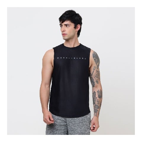 2 - MuscleBlaze Camo Dry-Fit Delt Tank,  Small  Black 