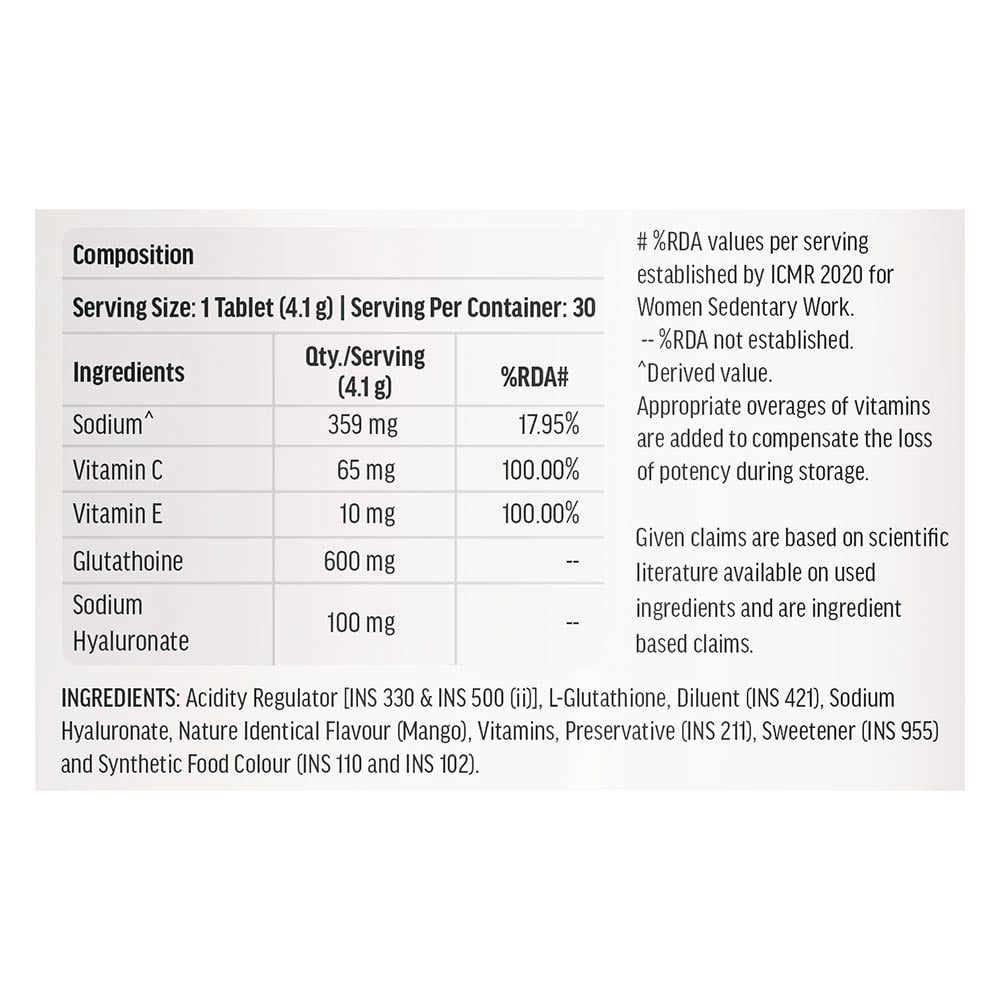 3 - HK Vitals Glutathione Effervescent with Vitamin C,  Mango (Pack of 2)  30 tablet(s) 