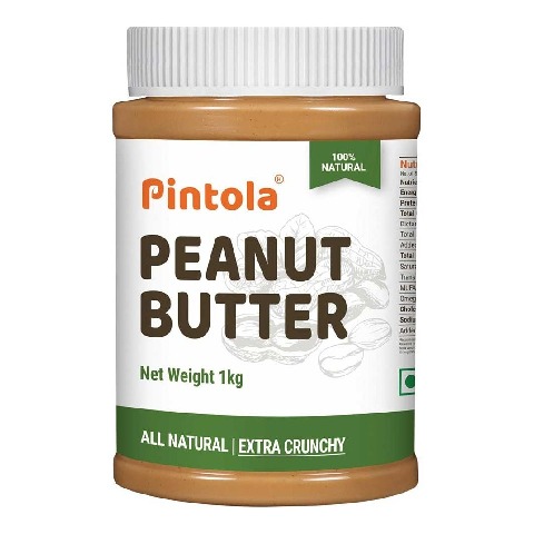 1 - Pintola All Natural Peanut Butter,  1 kg  Extra Crunchy 