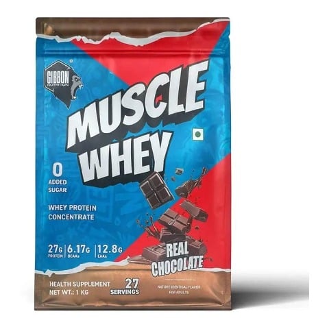 1 - Gibbon Nutrition Muscle Whey,  2.2 lb  Real Chocolate 