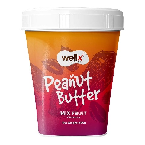 1 - WellX Peanut Butter, 500 g Mix Fruit Crunchy
