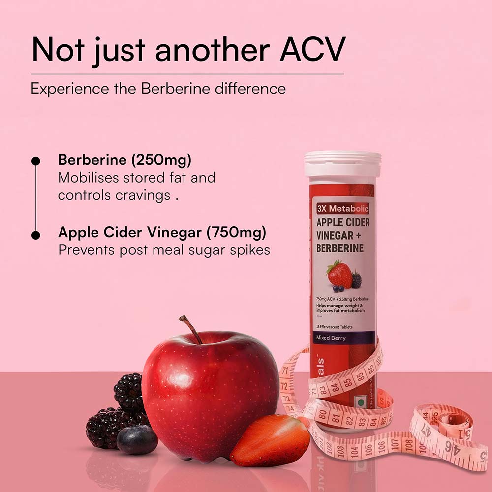 8 - HK Vitals 3x Metabolic  ACV + Berberine Effervescent,  30 tablet(s)  Mixed Berry (Pack of 2)