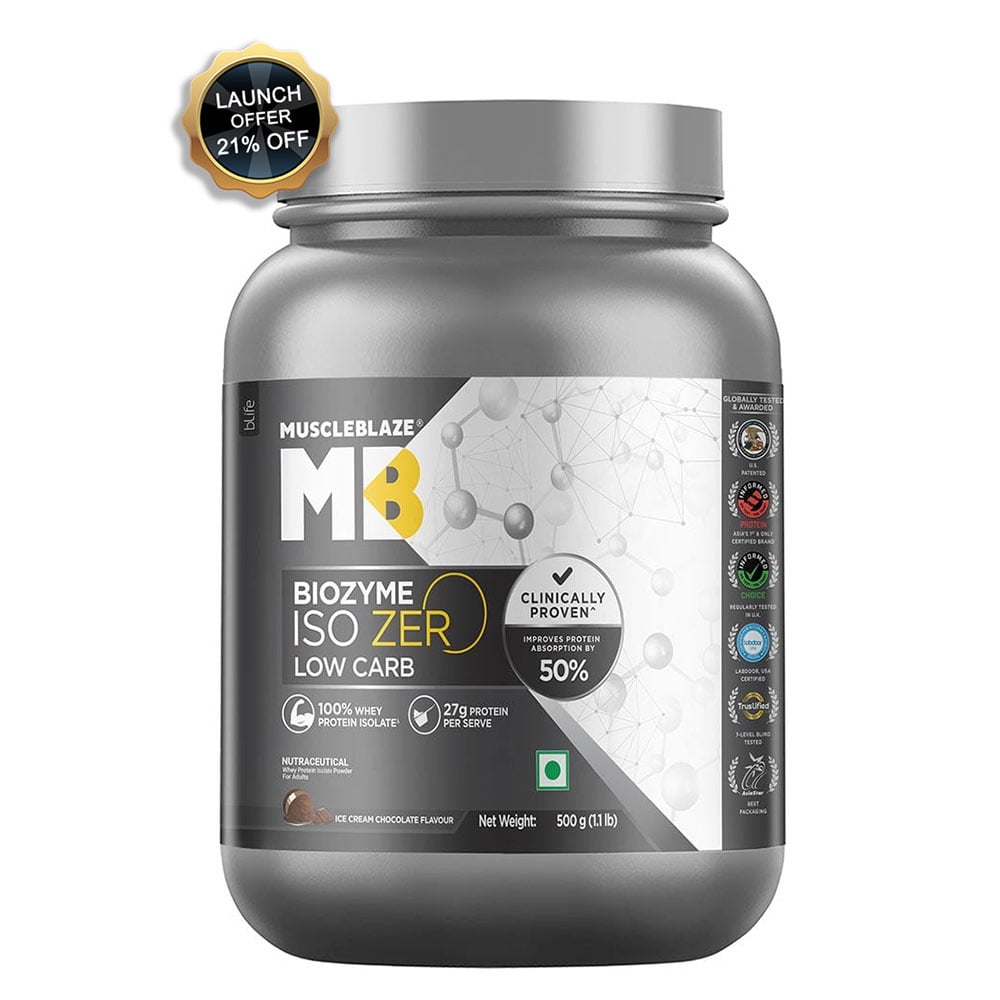 MuscleBlaze Biozyme Iso-Zero, 1.1 lb Low Carb Ice Cream Chocolate-image-32