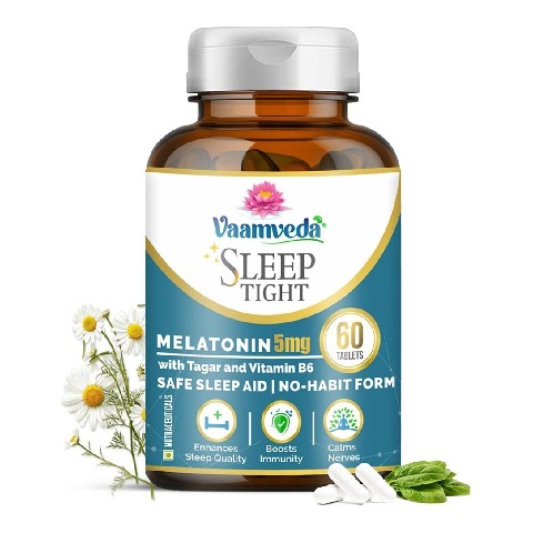 Vaamveda Melatonin Sleeping Pills Strong Medication Neend with Tagar B6,  60 tablet(s)  Unflavoured 
