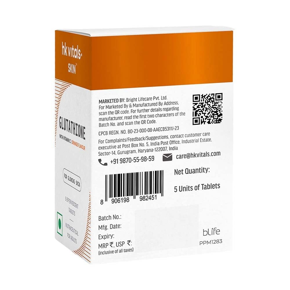 11 - HK Vitals Glutathione Effervescent with Vitamin C,  Orange (Pack of 5)  5 tablet(s) 