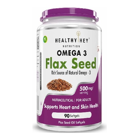 1 - HealthyHey Nutrition Omega 3 Flaxseed Oil with Vitamin E,  90 softgels 