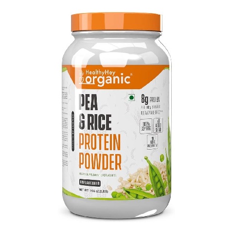1 - HealthyHey Nutrition Organic Pea & Rice Protein Powder, 2.2 lb Unflavoured
