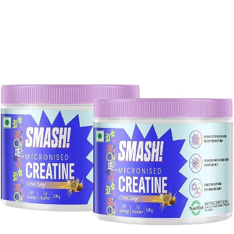 Smash Micronised Creatine Monohydrate,  Citrus Surge  120g ( Pack of 2)