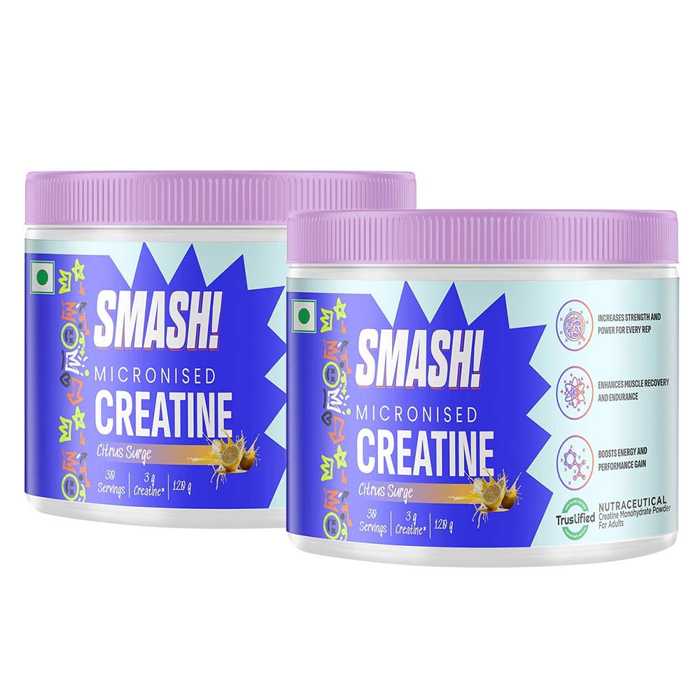 Smash Micronised Creatine Monohydrate Citrus Surge 120g Pack of 2-image-18