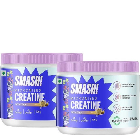 Smash Micronised Creatine Monohydrate Citrus Surge 320g Pack of 2