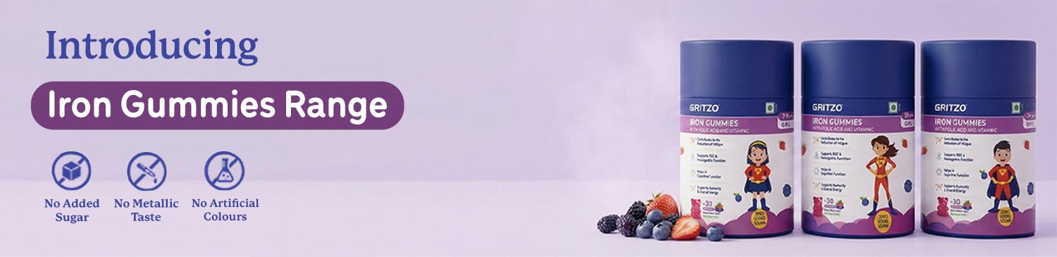 Gritzo Iron & Folic Gummies Mixed Berry Flavour | Launch