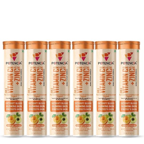 1 - Potencia Amla Vitamin C + Zinc Effervescent, 15 tablet(s) Orange (Pack of 6)