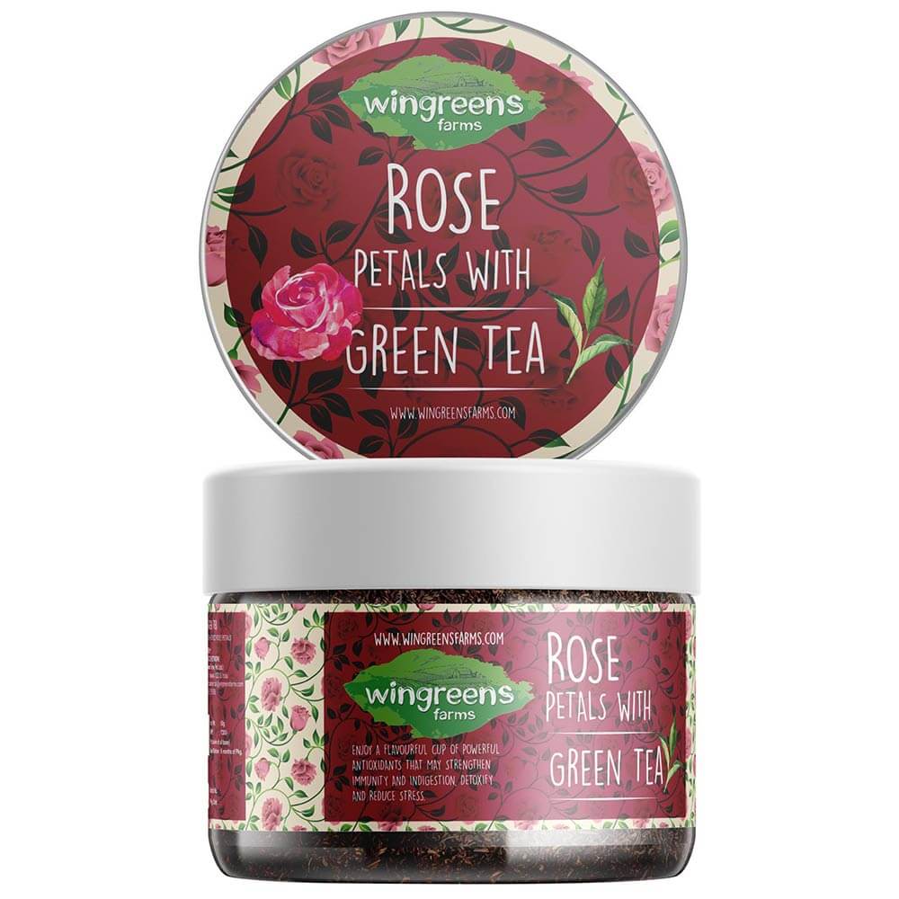 product - Wingreens Farms Rose Petals with Green Tea,  60 g  Natural 