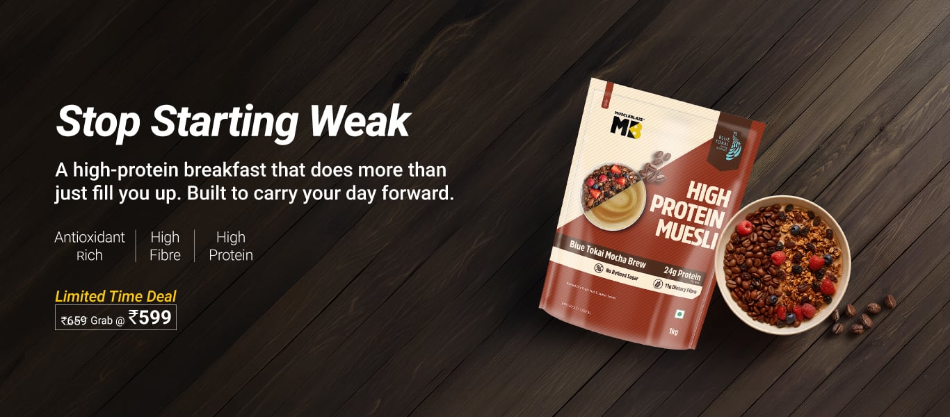 Limited Time Deal: MuscleBlaze High Protein Muesli 1 kg Blue Tokai Mocha Brew @ 599