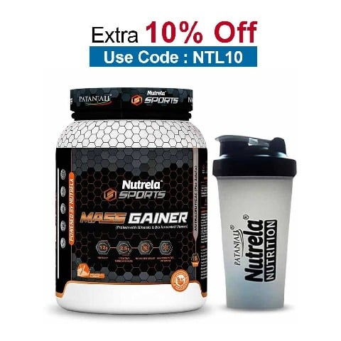 Nutrela Sports Patanjali Mass Gainer,  2.2 lb  Malai Kulfi with Shaker 