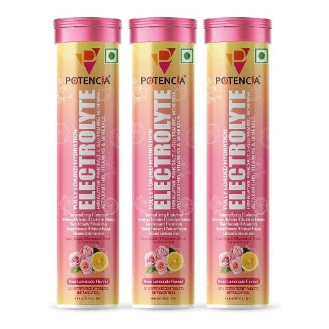 1 - Potencia Electrolyte Effervescent,  15 tablet(s)  Rose Lemonade (Pack of 3) 