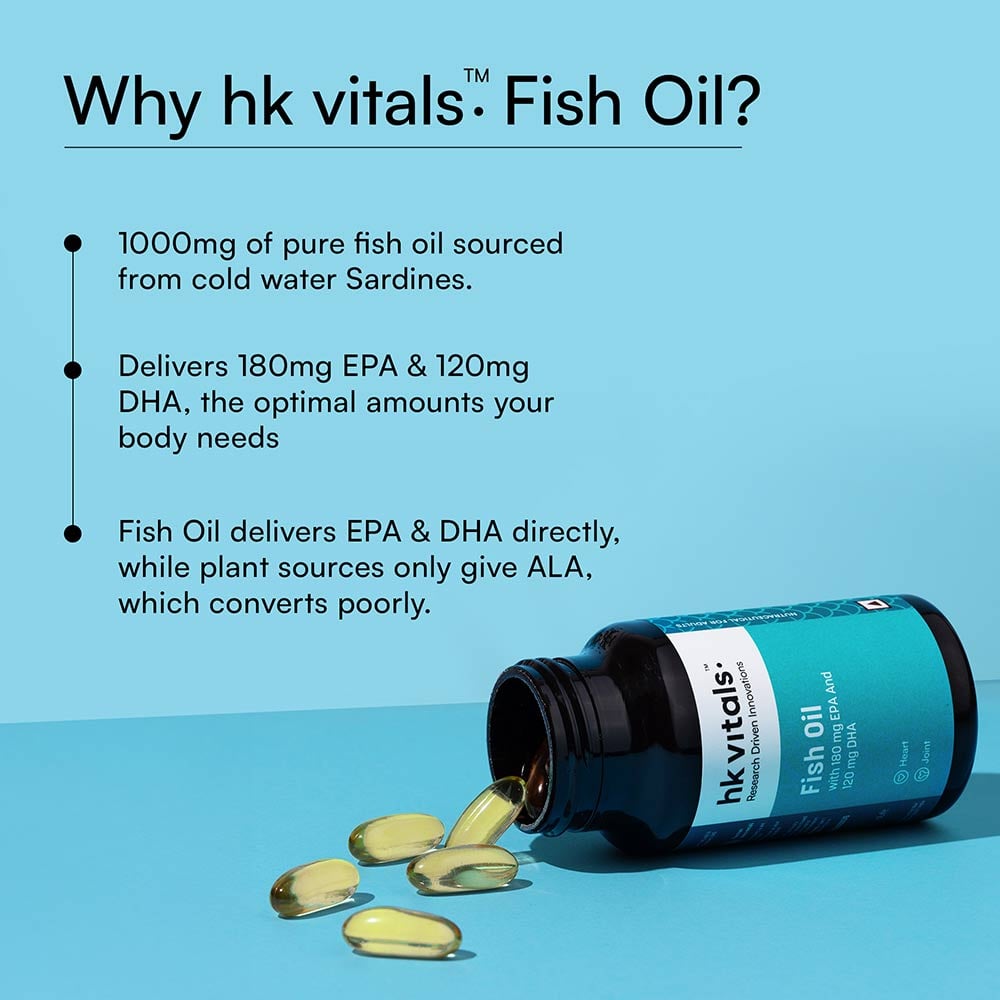 7 - HK Vitals Fish Oil 1000mg with 180mg EPA and 120mg DHA,  90 capsules