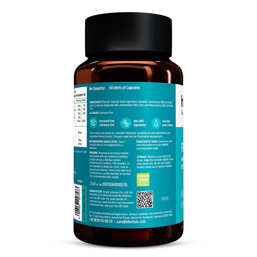 12 - HK Vitals Fish Oil 1000mg with 180mg EPA and 120mg DHA,  90 capsules