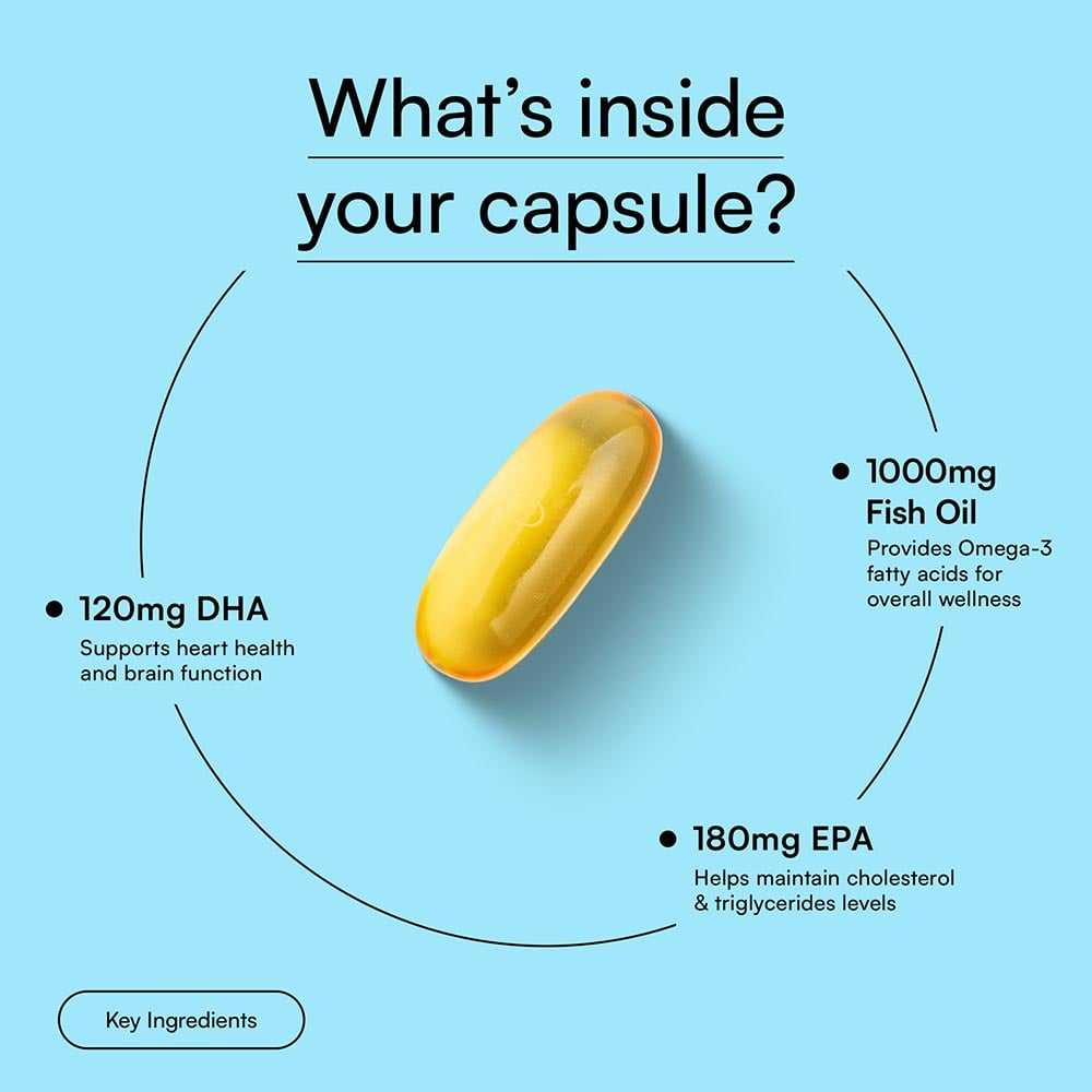 5 - HK Vitals Fish Oil 1000mg with 180mg EPA and 120mg DHA,  30 capsules