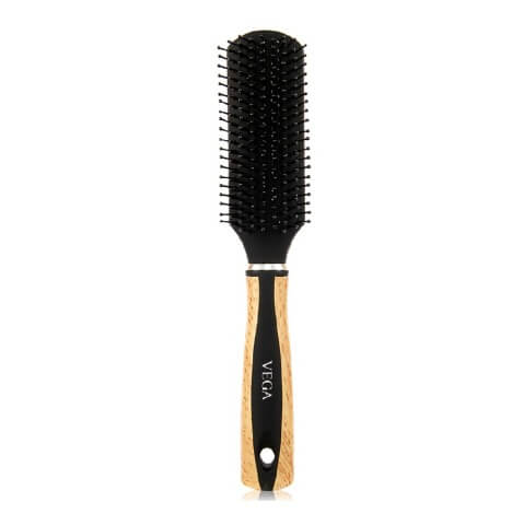 Vega Premium Collection Hair Brush - Flat - Wooden,  Nylon Bristles 