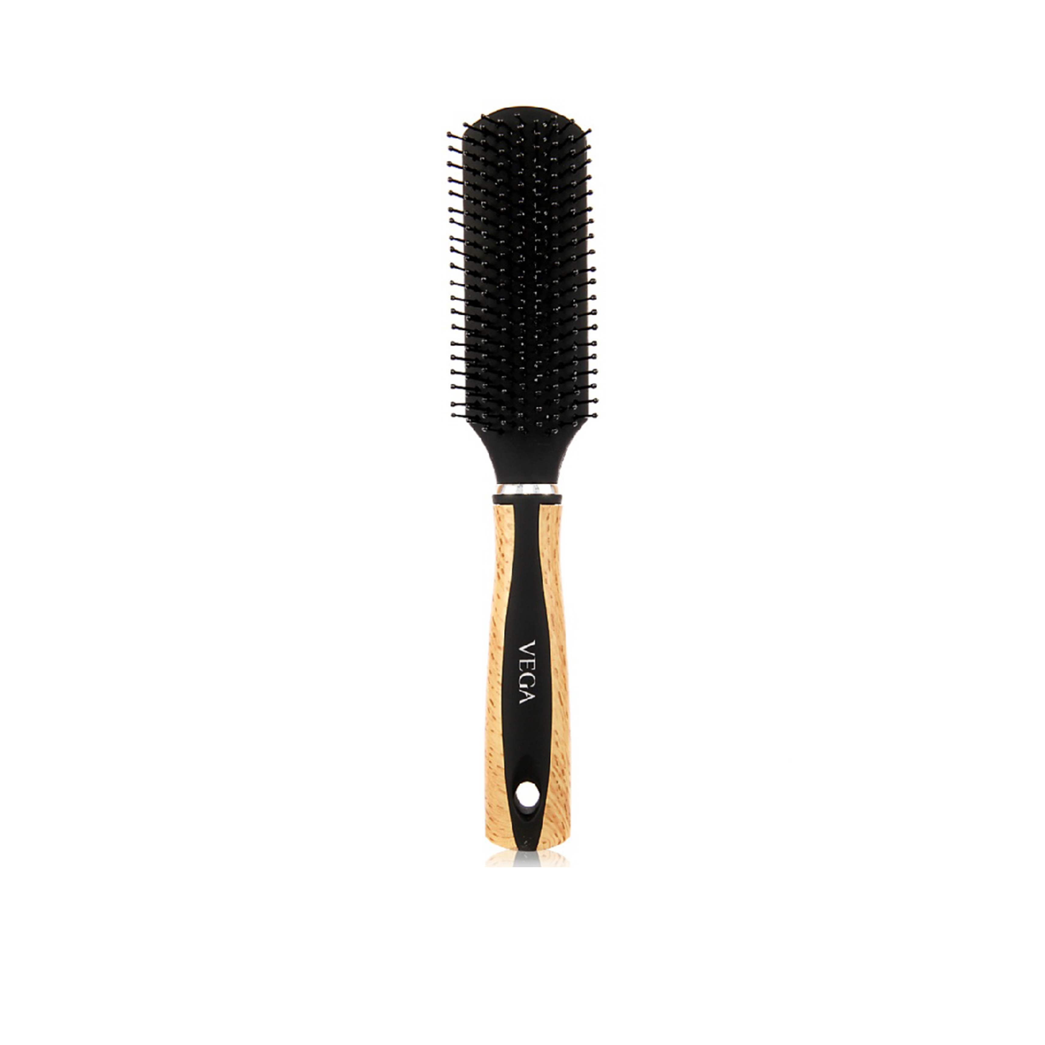 Vega Premium Collection Hair Brush - Flat - Wooden,  Nylon Bristles 