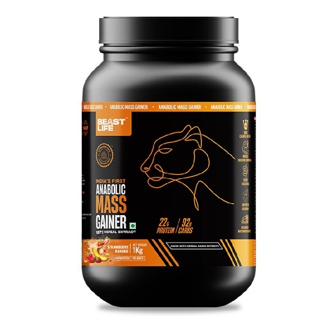 1 - BeastLife Anabolic Mass Gainer, 2.2 lb Strawberry Banana