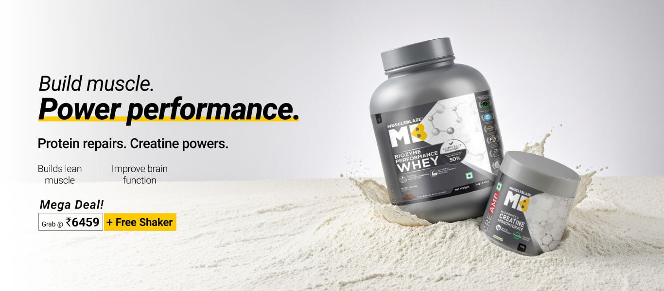 Biozyme Performance Whey 2 kg & Creatine 100g Combo @ 6459 + Free Shaker