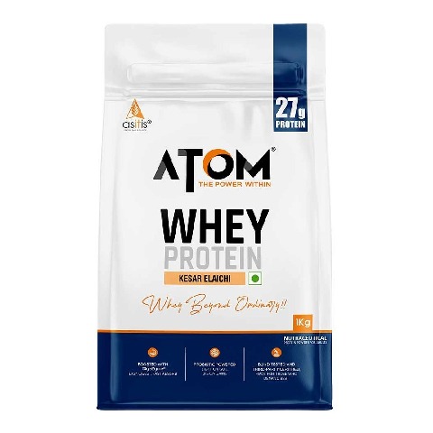1 - AS-IT-IS Nutrition ATOM Whey Protein with Enzymes, 2.2 lb Kesar Elaichi