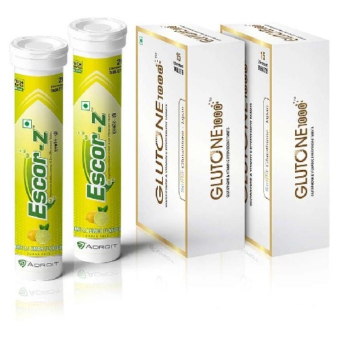 1 - Glutone 1000 & Escor-Z Combo,  Unflavoured, Lime & Lemon  4 Piece(s)/Pack 