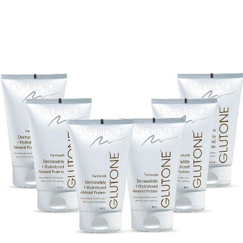 1 - Glutone Dermawhite & Hydrolyzed Almond Protein Face Wash, 100 ml for Effective & Safe Skin Lightening (Pack of 6)