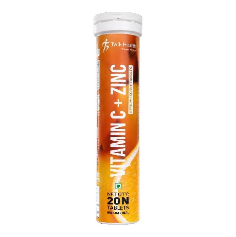1 - Twik Health Vitamin C + Zinc Effervescent, 20 tablet(s) Orange