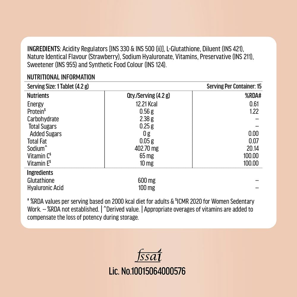 10 - HK Vitals Glutathione Effervescent with Vitamin C,  Strawberry  15 tablet(s)