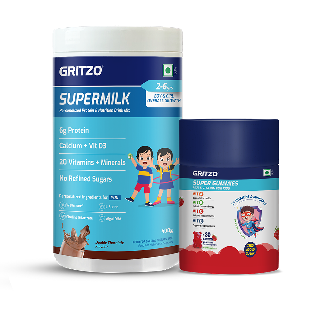 1 - Gritzo Immunity Kit, 400 g Chocolate 2-6 Yrs Boy/Girl Immunity Booster With Unrefined Sugar