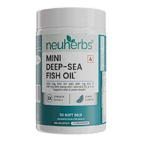 1 - Neuherbs Mini Deep-Sea Fish Oil 1000mg for Heart & Bone Lemon Flavour, 60 softgels