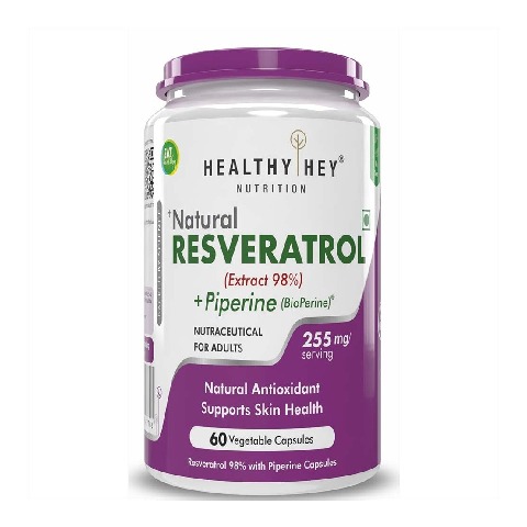 1 - HealthyHey Nutrition Resveratrol Extract 98% Plus BioPerine, 60 capsules