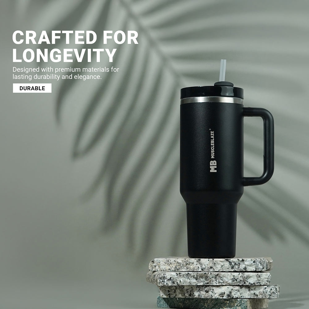 2 - MuscleBlaze Stainless Steel Vacuum Insulated Tumbler,  Phantom Black  1.2 L