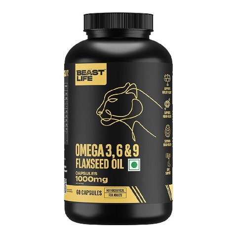 1 - BeastLife Omega-3 6 & 9 Flaxseed Oil 1000mg,  60 capsules 