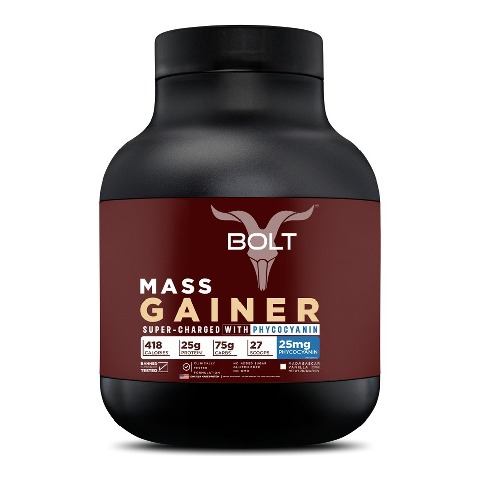 1 - Bolt Mass Gainer Super-Charged With Phycocyanin, 2 lb Madagascar Vanilla