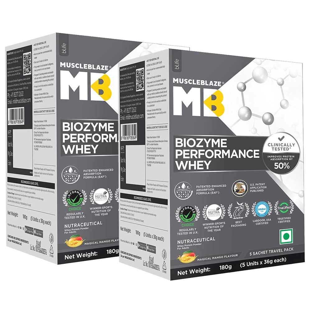 MuscleBlaze Biozyme Performance Whey Magical Mango 360g - 10 sachets x 36g-picture-36