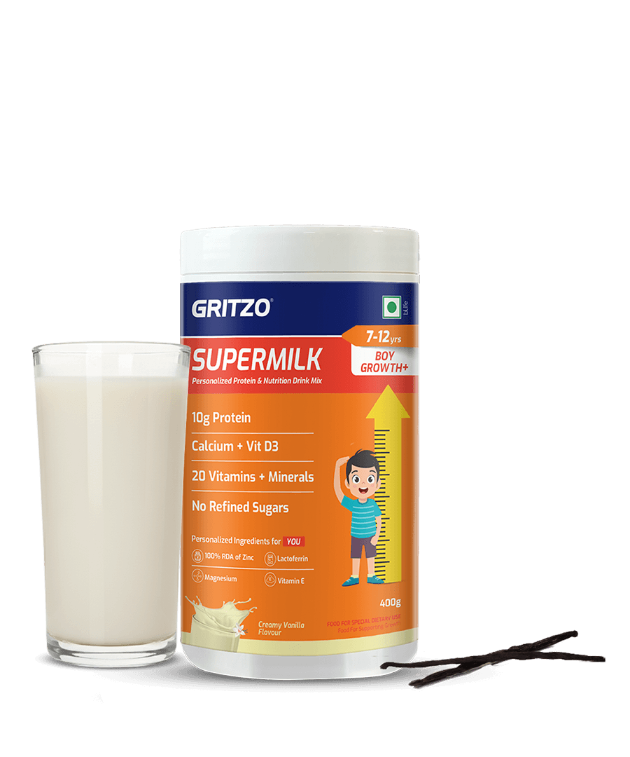 Supermilk Growth+ for Boy 7 to 12 years, 400 g Creamy Vanilla 7-12 Yrs Boy Growth+ With Unrefined Sugar