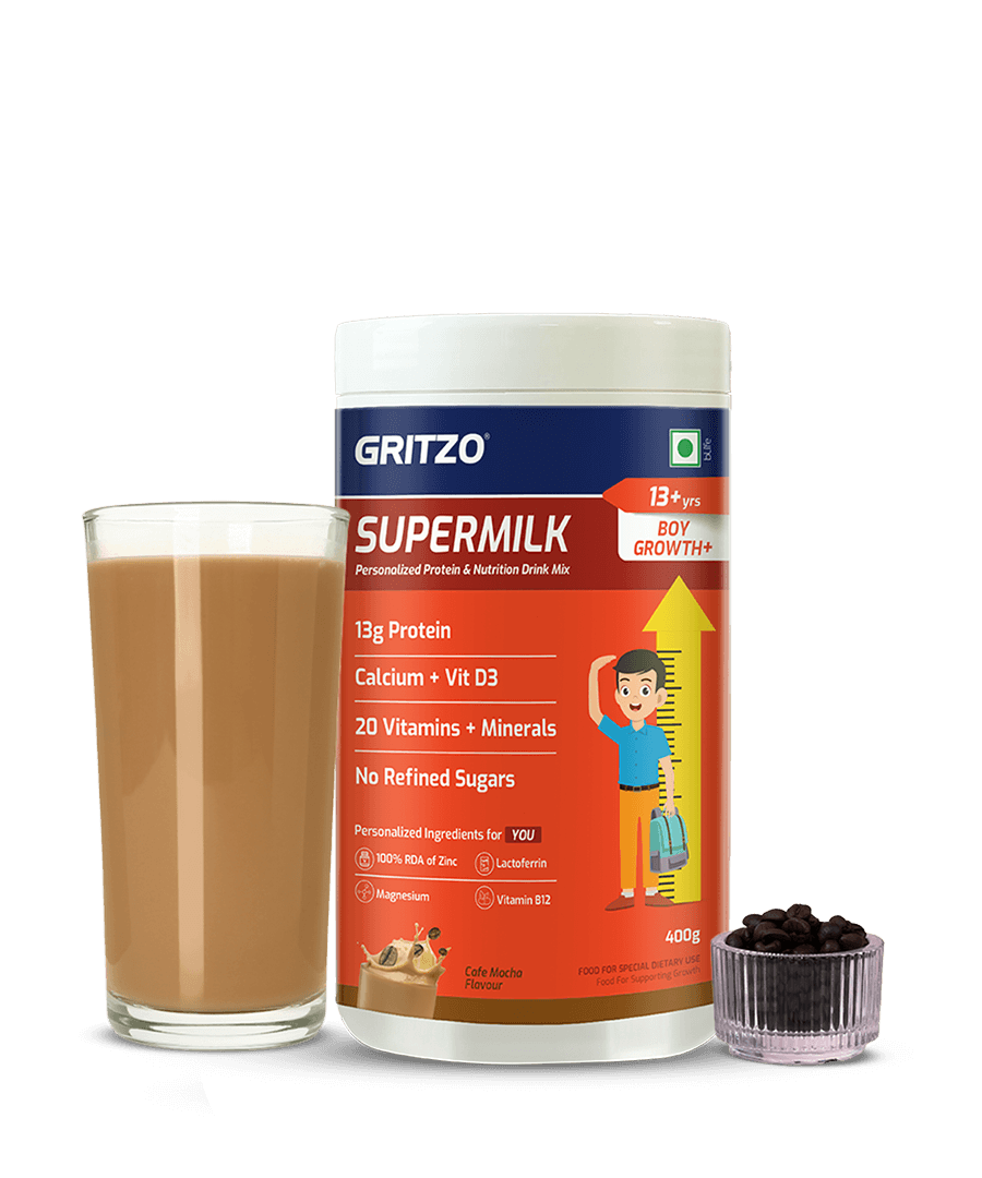 Supermilk Growth+ for Boy 13+ years, 400 g Cafe Mocha 13+ Yrs Boy Growth+ With Unrefined Sugar