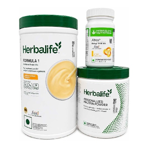 Herbalife Formula 1 Afresh Energy Drink & Protein Powder Combo, 3 Piece(s)/Pack Orange Cream + Ginger + Unflavoured