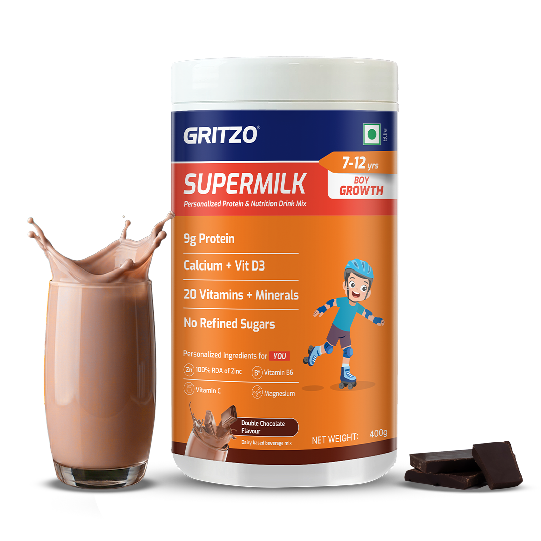 1 - Supermilk Overall Growth for Boy 7 to 12 years, 400 g Double Chocolate 7-12 Yrs Boy Overall Growth With Unrefined Sugar