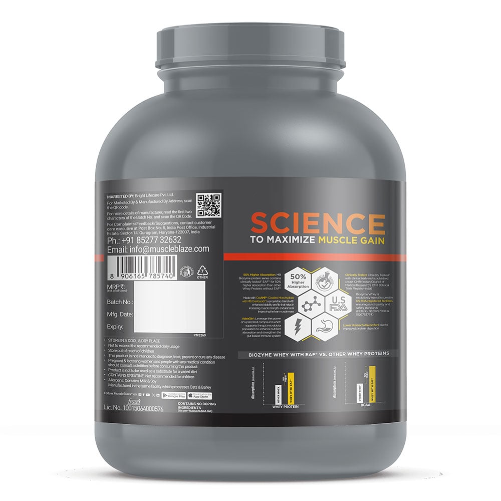 2 - MuscleBlaze Biozyme Whey PR,  4.4 lb  Cookies & Cream