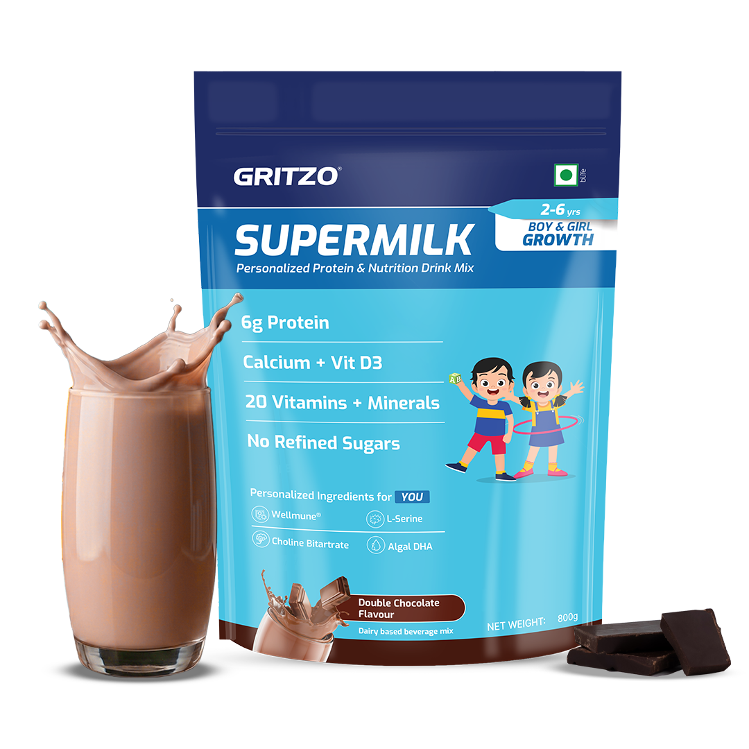 1 - Supermilk Overall Growth for Boy/Girl 2 to 6 years, 800 g Double Chocolate 2-6 Yrs Boy/Girl Overall Growth With Unrefined Sugar