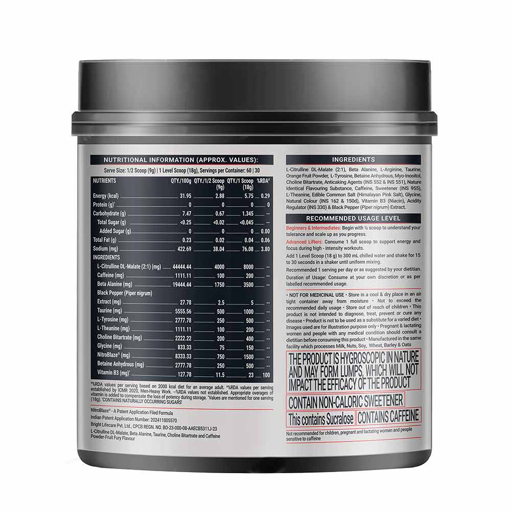 6 - MuscleBlaze Pre Workout WrathX,  30 Servings  Fruit Fury