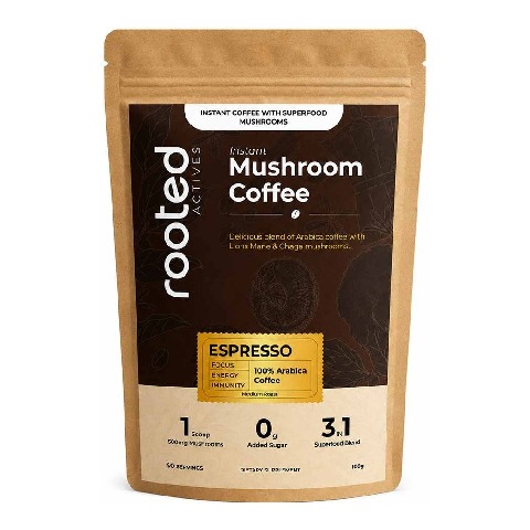 1 - Rooted Active Naturals Wellness Mushroom Coffee, 100 g Medium Roast