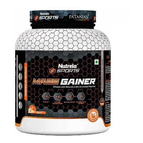 Nutrela Sports Patanjali Mass Gainer, 4.4 lb Malai Kulfi with Shaker