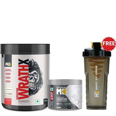 MuscleBlaze Pre Workout WrathX 0.75 lb Fruit Fury & Creatine Monohydrate CreAMP 0.22 lb Combo