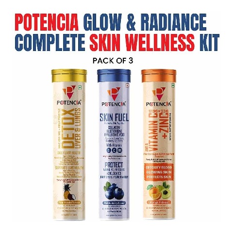 7 - Potencia Skin Wellness Kit, 3 Piece(s)/Pack Detox Liver & Lungs(Pina Colada)+Skin Fuel(Mint Blueberry)+Vitamin C(Orange)